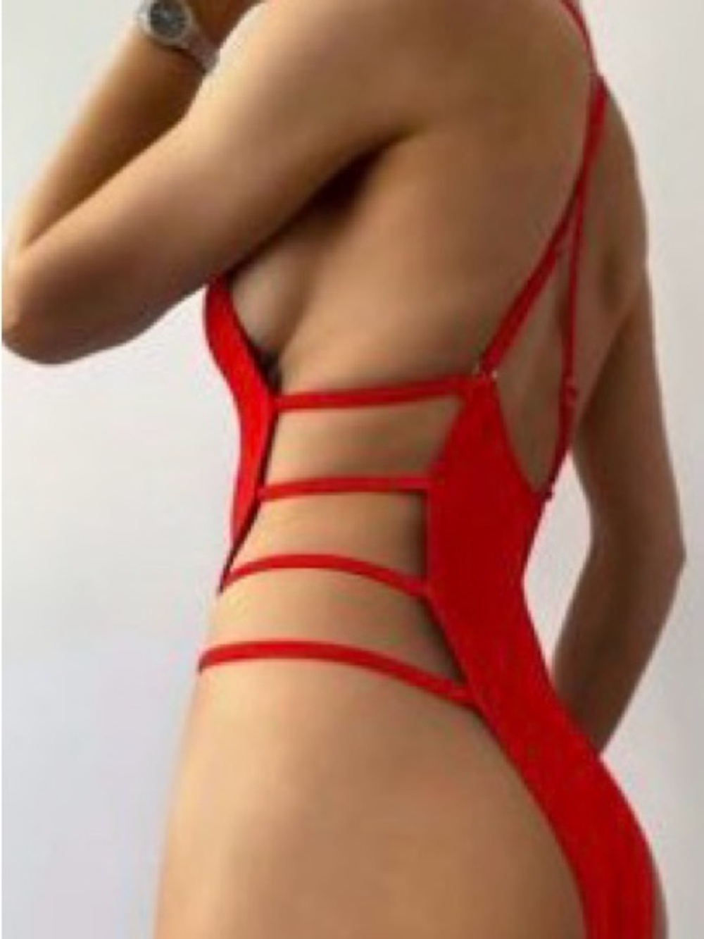 Red ladder cut One-Piece Swimsuit